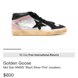 Golden Goose Silver Black Pink Mid-Stars
